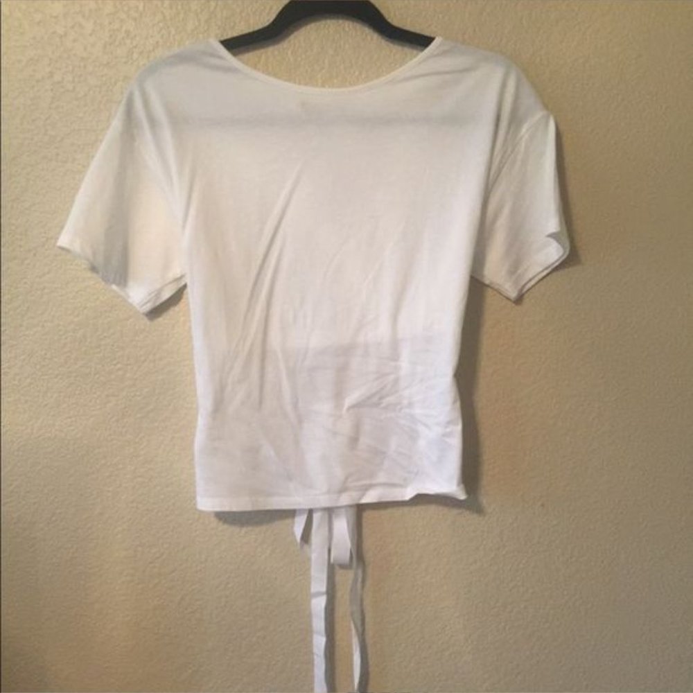 ZARA WHITE T-shirt with ribbons Tie back